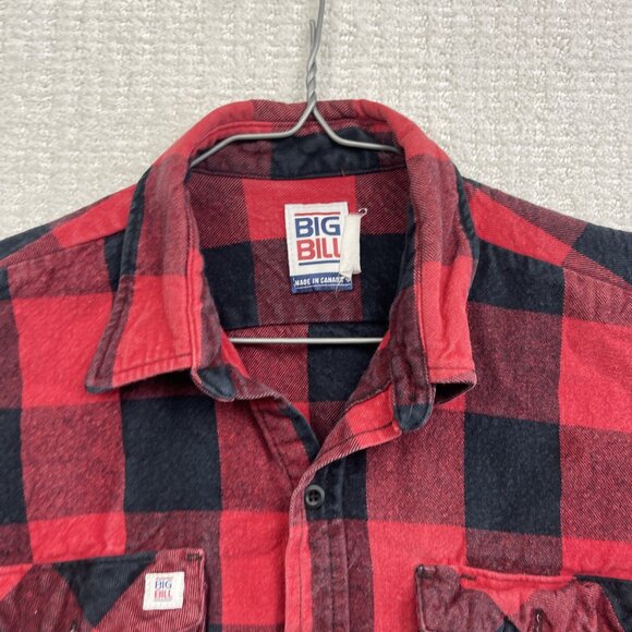 Big Bill Men Plaid Brawny Red Work Flannel Shirt Heavyweight Made In Canada Read - Picture 2 of 14